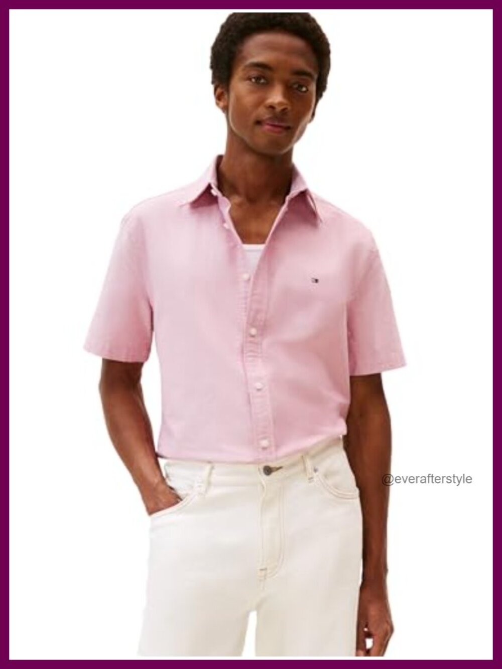 Men's Short Sleeve Oxford Button Down Shirt Regular Fit Cotton